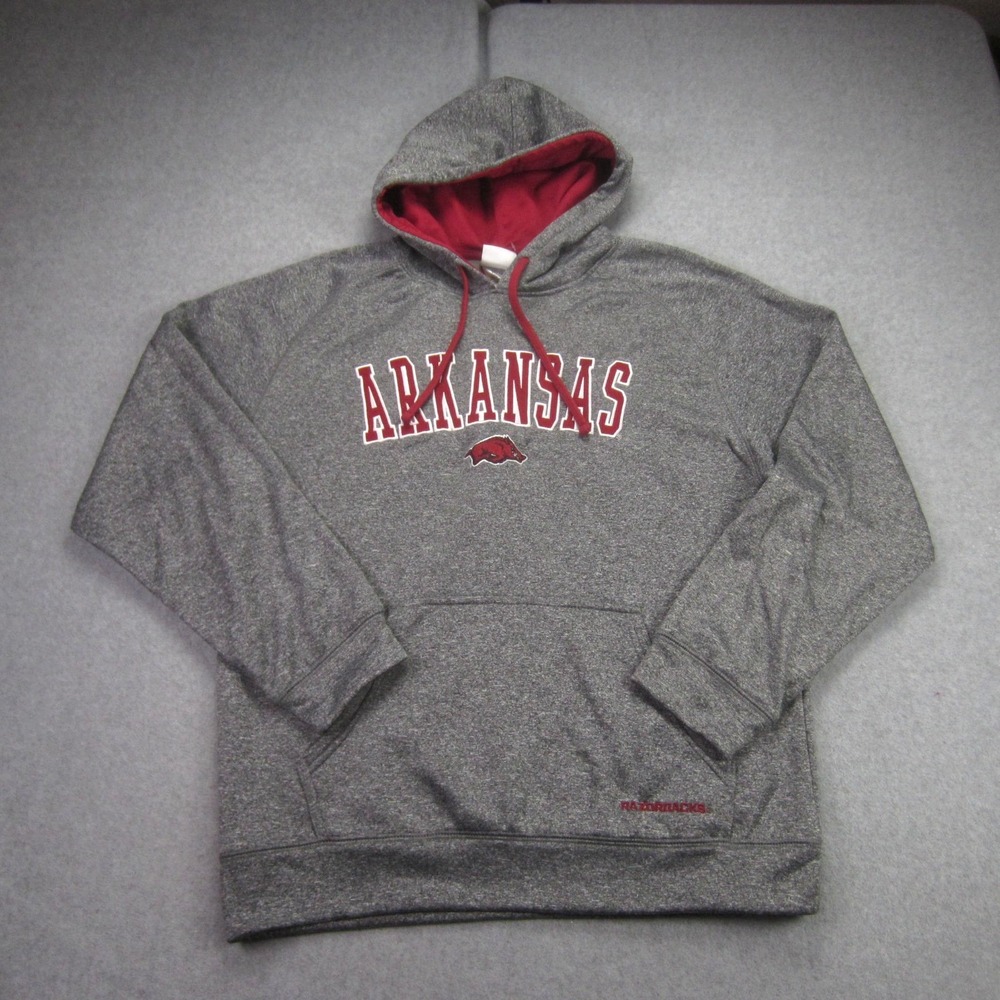 Arkansas Razorbacks Hoodie Mens Medium Gray Pullover Sweatshirt Knights Apparel
